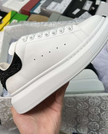 Replica Alexander Mcqueen Oversized Sneaker in White with Strass Spoiler Black