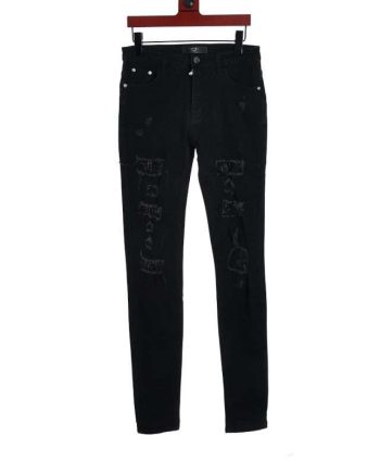 Replica AMIRI Denim Jeans With Rhinestone Embellishments Street Style Black#NTS129