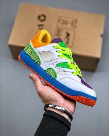 Replica Gucci Basket Demetra Lace Up Low Top Sneaker Multicolor （Green Orange Purple）