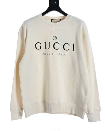 Replica Gucci Simple Logo Letter Print Round Neck Sweatshirt For Unisex Black Apricot