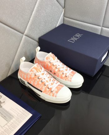 Replica B23 High-Top Sneaker White and Orange Dior Oblique Canvas