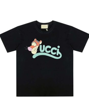 Replica Gucci  Crew Neck T-shirts For Unisex Black Apricot#HT099