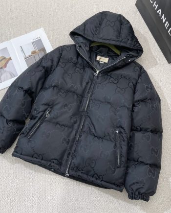 Replica Gucci Jumbo GG Nylon Canvas Goose-Down Jacket Black