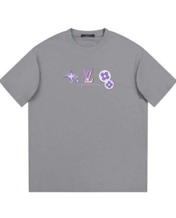 Replica Louis Vuitton New Crew Neck T-shirts For Unisex Grey and Apricot#NTS099