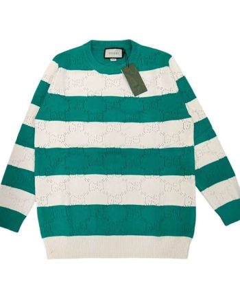 Replica Gucci New Fashionable White Green Stripe Sweaters #GUS003