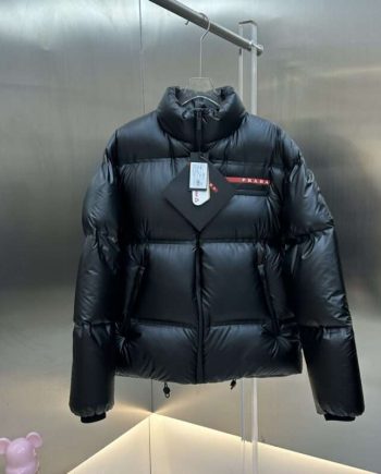 Replica Prada Red Label  Stand Collar Down Jackets in Black