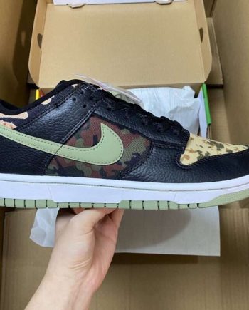 Replica  Nike Dunk Low Crazy Camo (GS) BLACK/MULTI-OLIVE