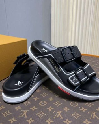 Replica  Louis Vuitton Black Trainer Slides #LV096