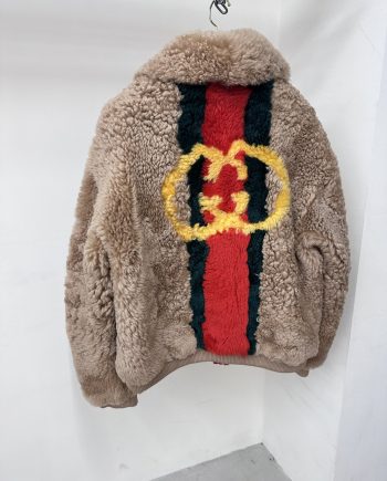 Replica Gucci Web-Stripe Shearling Bomber Jacket