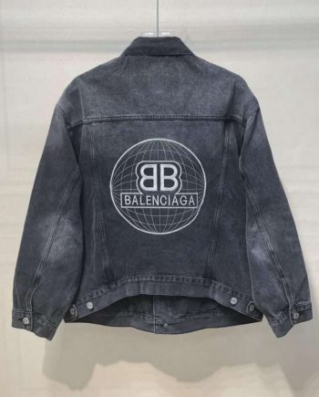 Replica Balenciaga Denim Jackets Embroidery For Unisex