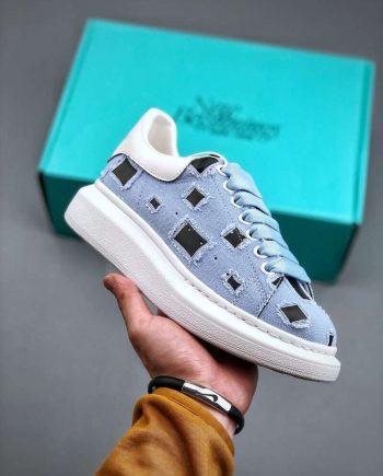 Replica  Alexander McQueen Fashion Sports Denim Leather Sneakers Flat Casual Shoes