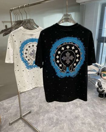 Replica Chrome Hearts 23SS T-Shirts Rhinestone Black WhiteTee#CHT007