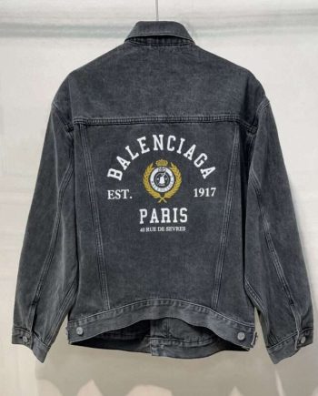 Replica Balenciaga Denim Jackets Printed Embroidery For Unisex