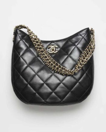 Replica Chanel Hobo Bag in Lambskin Black