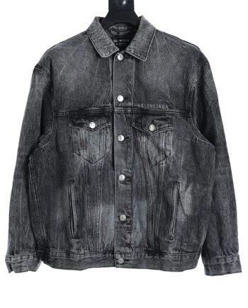 Replica Balenciaga Melting Smiley Face Washed and Distressed Denim Jacket For Unisex