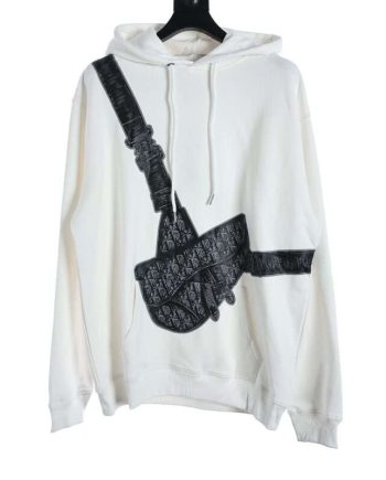 Replica Dior CD Saddlebag PrintedHoodie For Unisex White