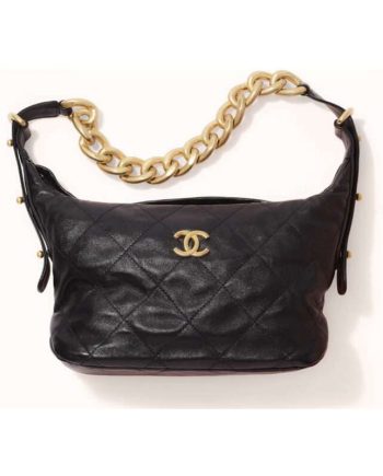 Replica Chanel Black Calfskin Leathe Hobo Bag