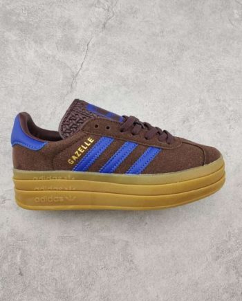 Replica  Adidas Originals Gazelle Bold Dark Brown Blue Gold