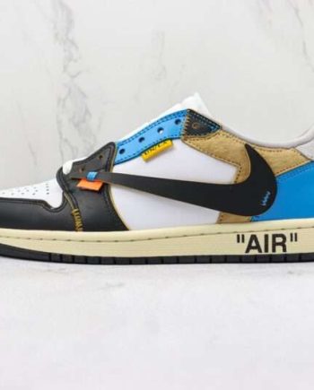 Replica Off White x Air Jordan 1 Low Black White Blue CZ0790 108 #OWC207