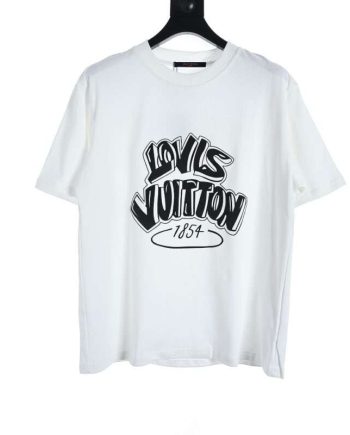 Replica Louis Vuitton Letter Logo Three-dimensional Velvet Foam Printed T-shirt For Unisex White