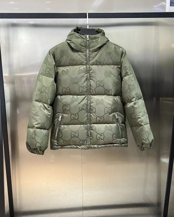 Replica GUCCI Jumbo GG Canvas Down Jacket, Green