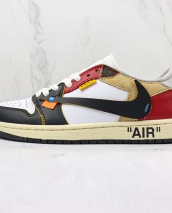 Replica Off White x Air Jordan 1 Low Black White Red CZ0790 107 #OWC206