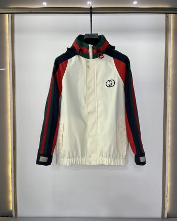 Replica GUCCI Cotton Nylon Jacket With Patch, Size 44, White