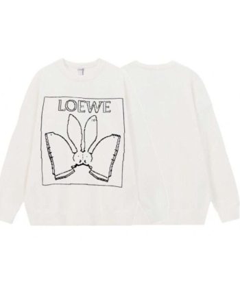 Replica Loewe Crewneck Sweater in White for the Year of the Rabbit